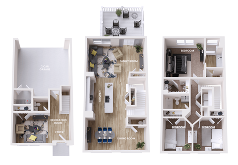 Floor plan for 3 beds, 2.8 baths, 1946 sqft